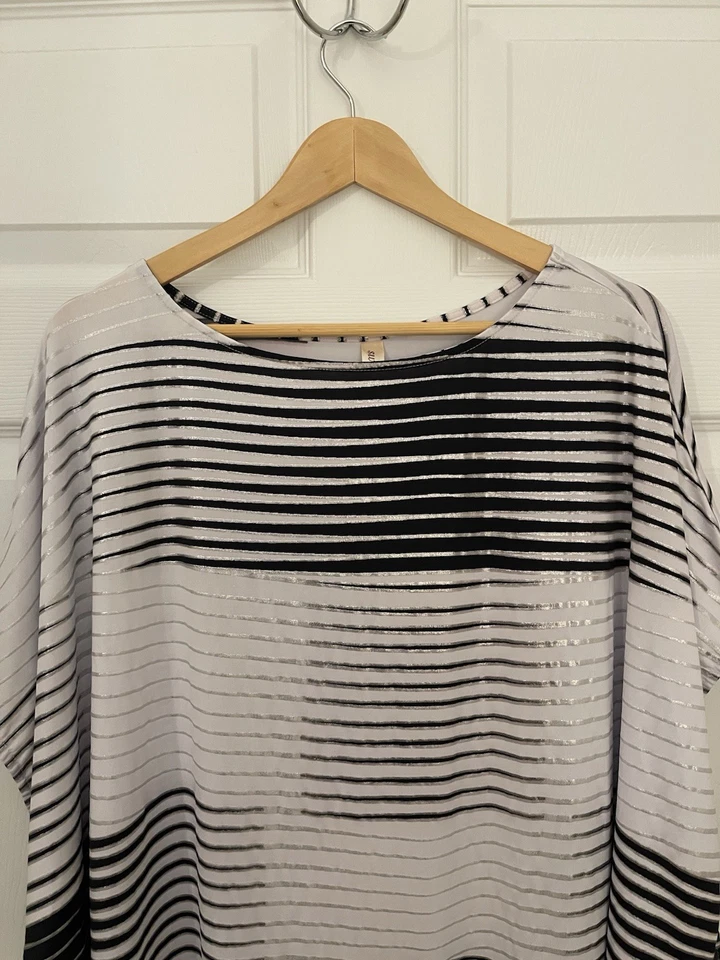 Sexy cubierta de playa Swim By Cacique para mujer 18/20 negro plateado blanco brillante Foto 3 de 4