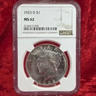 1923-D Peace Silver Dollar $1 NGC MS62