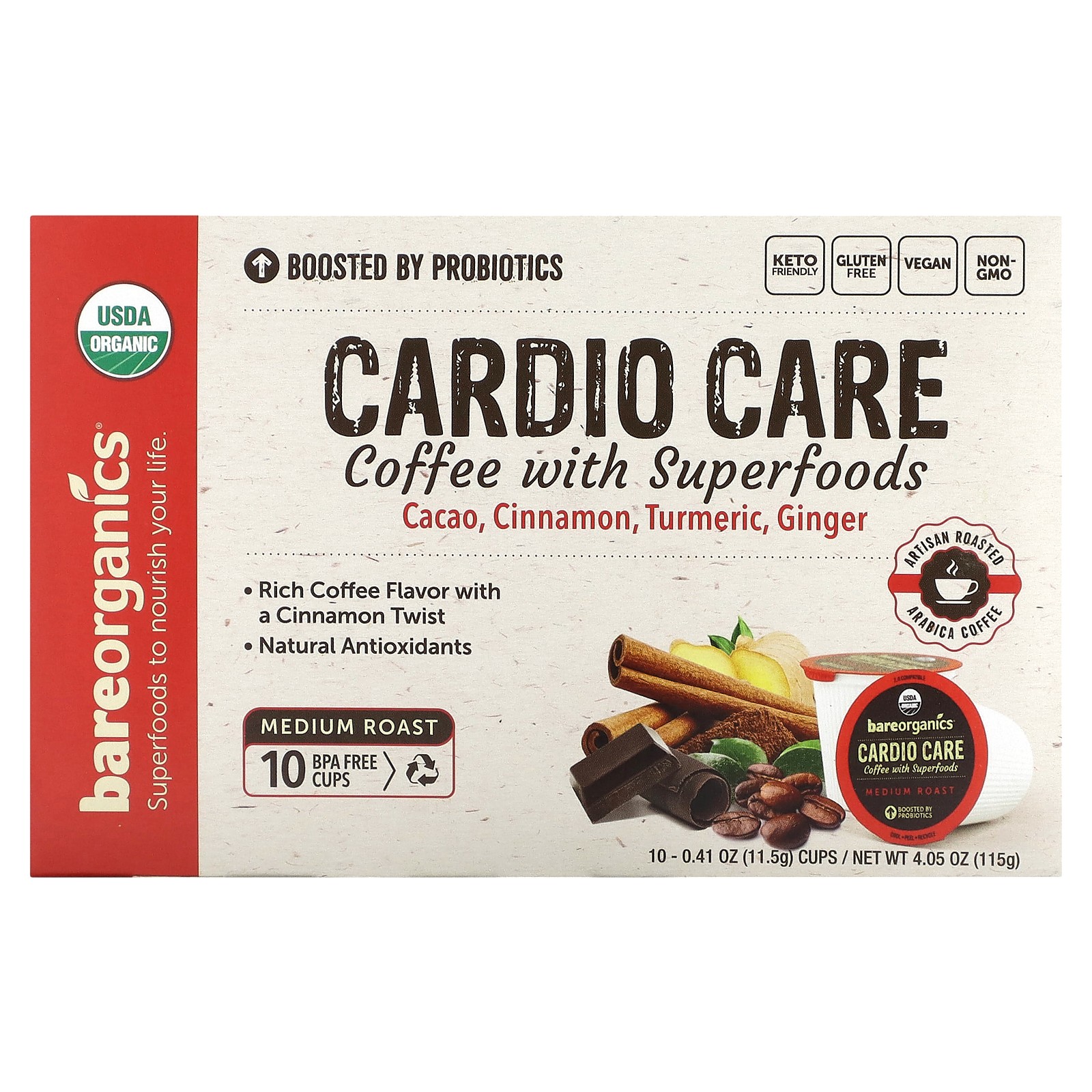 Cardio Care Кофе с добавлением суперпродуктов средней прожарки 10 чашек 041 унции 115 г 3190₽