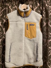 Patagonia Men's Fleece Gillet Size Small Yellow and White/Cream Full Zip