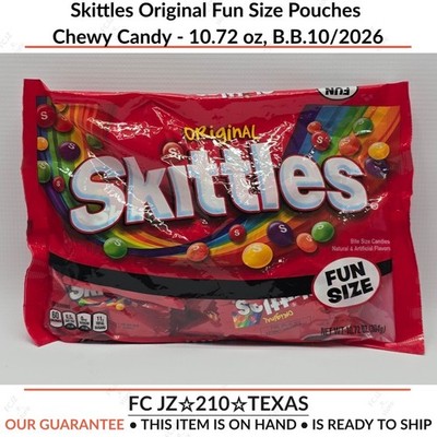 Skittles Original Fun Size Pouches Chewy Candy - 10.72 oz, B.B.10/2026