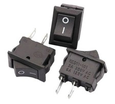 100 Pcs Black On/Off Boat Rocker Switch 10x15mm SPST 2Pin 3A 250V Snap-In Mini