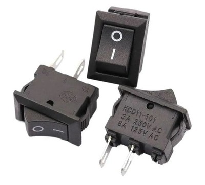 100 Pcs Black On/Off Boat Rocker Switch 10x15mm SPST 2Pin 3A 250V Snap-In Mini