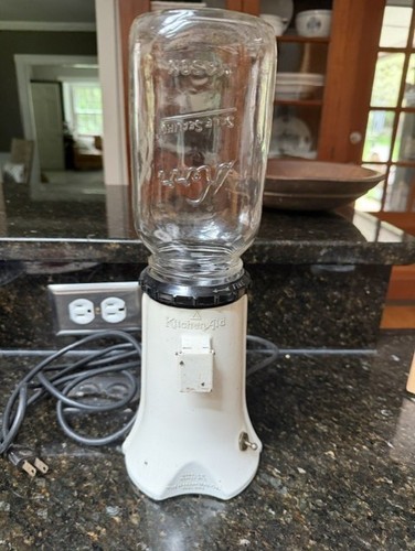 Vintage Hobart KITCHENAID Model A-9 White Coffee Mill Grinder All Original Parts