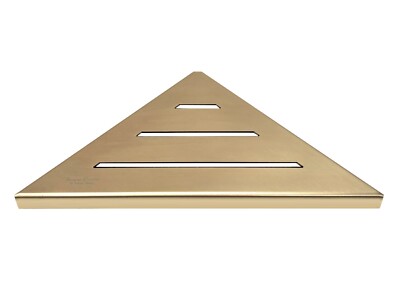 SereneDrains Stainless Steel 9'' Drill in Brushed Gold Brass Corner Shower Shelf