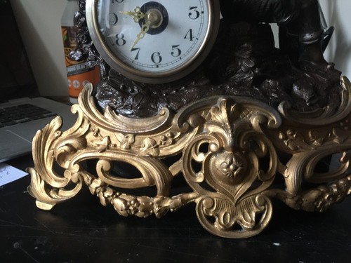 victorian brass and spelter clock converted to quartz movementREDUCED - Picture 4 of 7