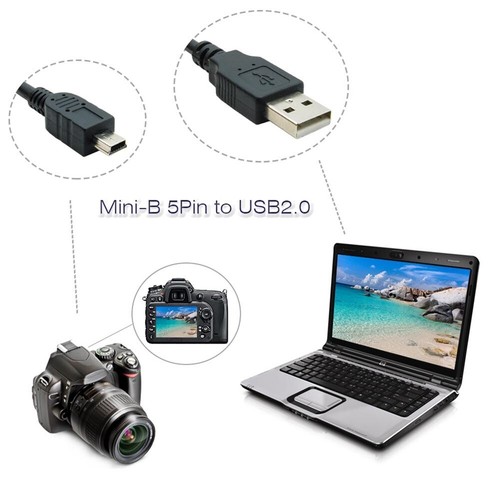 6FT USB 2.0 Male to Mini B 5-Pin Male Sync Data Charging Cable Cord Black - Picture 4 of 5