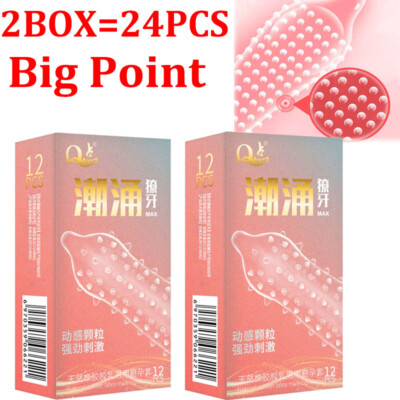 48pc adult Sensitive Orgasm Thin Latex Condoms Dotted Ribbed Stimulate Vaginal