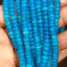 3x5mm Natural Ethiopian Opal Blue Fire Roundel Gemstone Beads Strand 16"