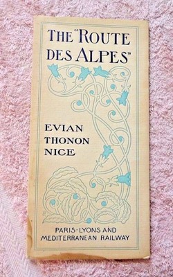 ALTE KARTE ROUTE DES ALPS LAUSANNE EVIAN THONON SCHÖNE BARCELONNETTE TARIFE 1913