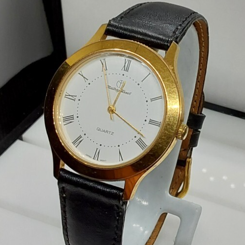 Mathey Tissot Men's 35mm Gold-Tone Watch MT-M0129 Leather deBeer Paris Band