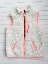 "Cat Jack" Girl's Vest Sherpa Fabric Cream Trim Orange Size L 10-12