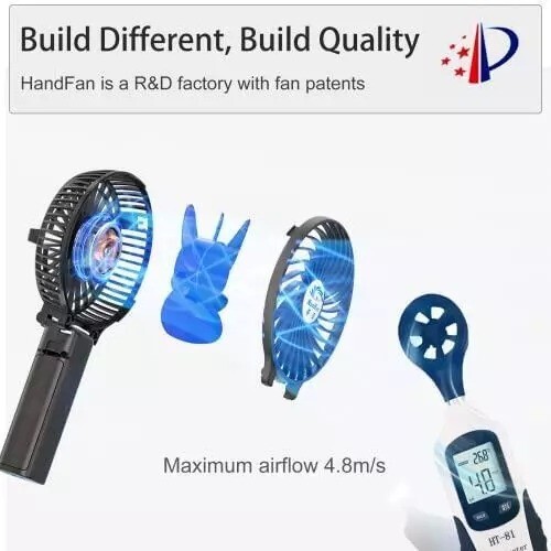 HandFan Portable Handheld Fan, Mini Personal Fan, Battery Operated Cooling - Picture 6 of 7