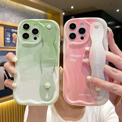 For Xiaomi Redmi VIVO Case Cute Cream Wrist Strap Holder Cover Stand Girls Women