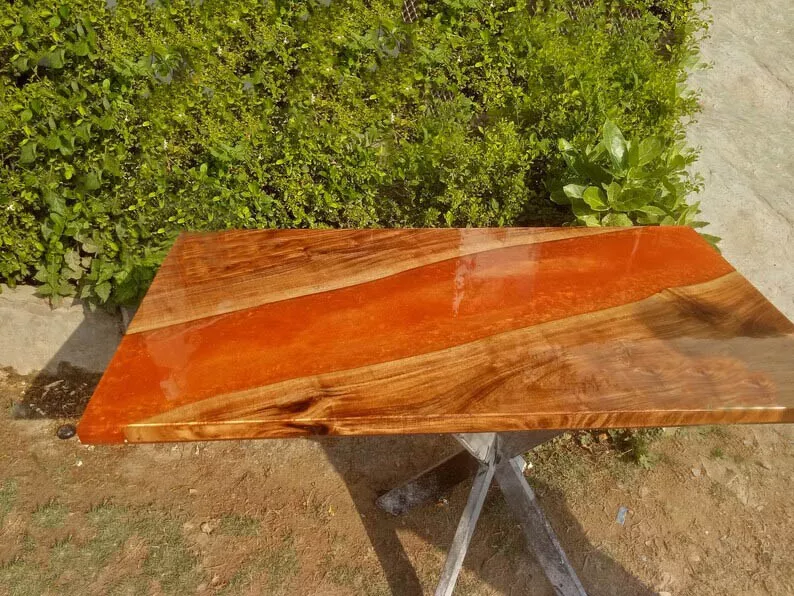 Buy Resin Table Orange Epoxy Table Natural Wood Table Made To