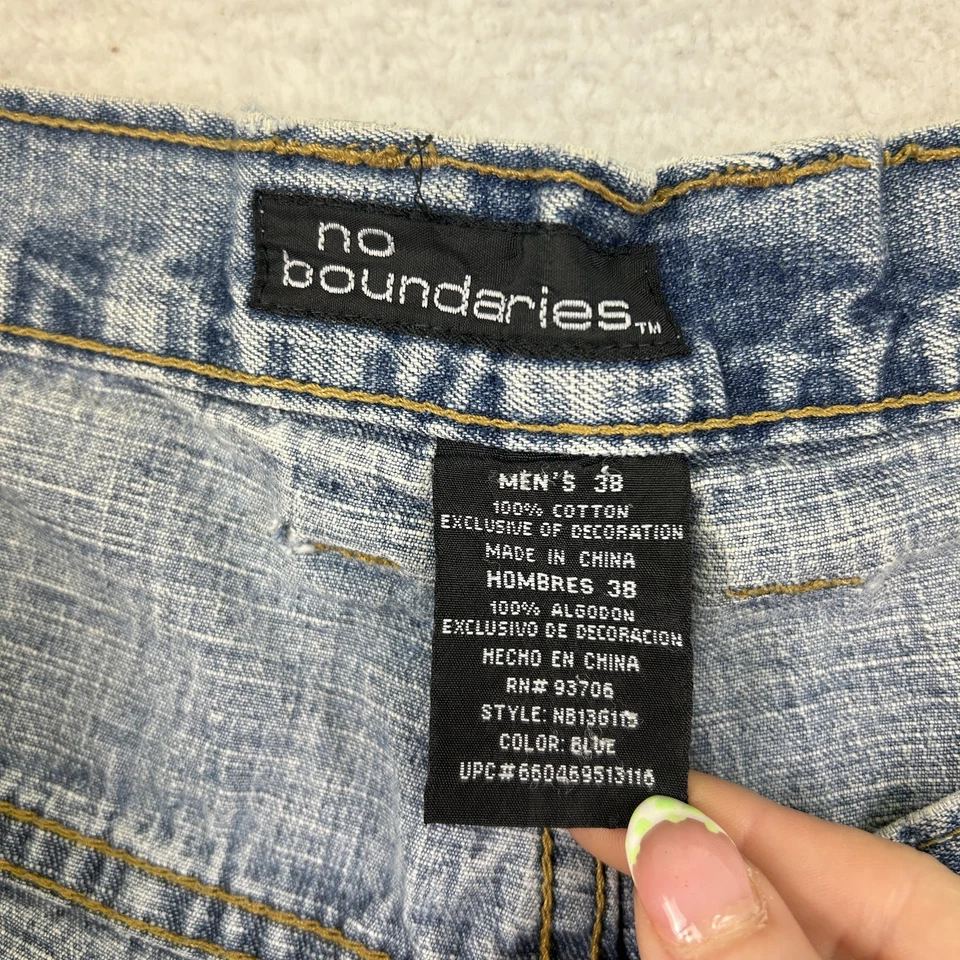 Pantalones Cortos De Colección No Boundaries Para Hombres 36 Y2K Años 2000 Hip Hop Sueltos Patchwork Bordados Foto 2 de 4