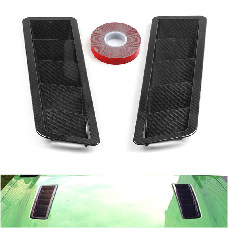 Car Carbon Fiber Hood Vent Pair Vents Air intake Scoop Louvers