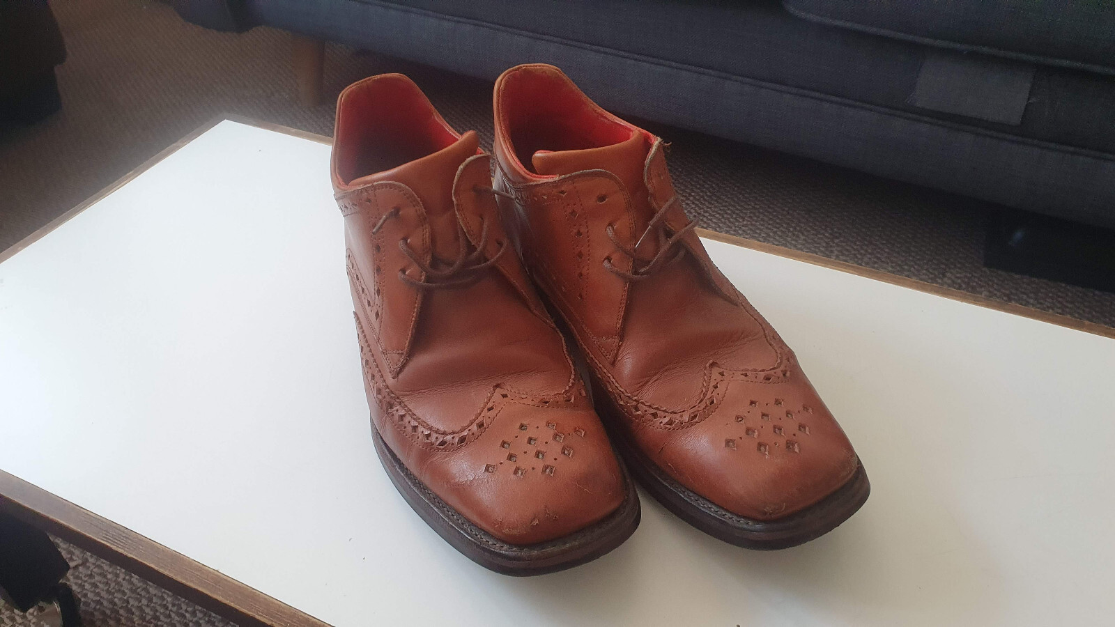 SAOLA Jeffery West scarpe stivali derby brogue uomo marrone chiaro suola goodyear Welt dainite 10