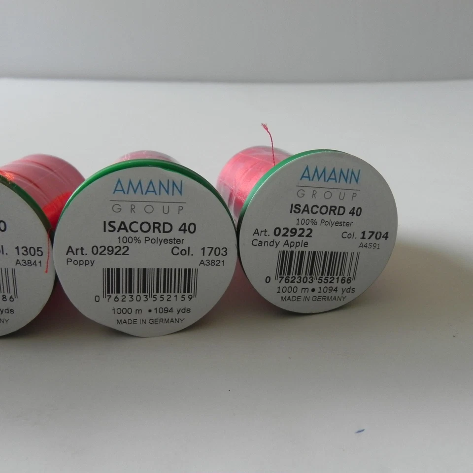 Amann Isacord 40 100% Polyester Lot of 5 Red Shades 1000M - Image 4 of 4