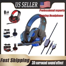 3.5mm Gaming Headset Mic Headphones Stereo Ba...