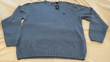 Chaps Men's 100 Cotton Blue Pullover Sweater Size L Large NEW
