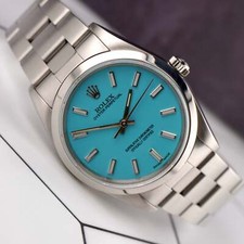 Rolex 34mm Oyster Perpetual Stainless Steel Baby Blue Dial Watch 14010 11