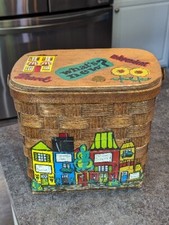 VTG Caro-Nan Folk Art Basket Box Purse Cincinnati Retro Mod Cottagecore