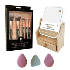 Pursonic Beauty Essentials Set – Studio Makeup Brush Set, Multi-Shape Sponges, a
