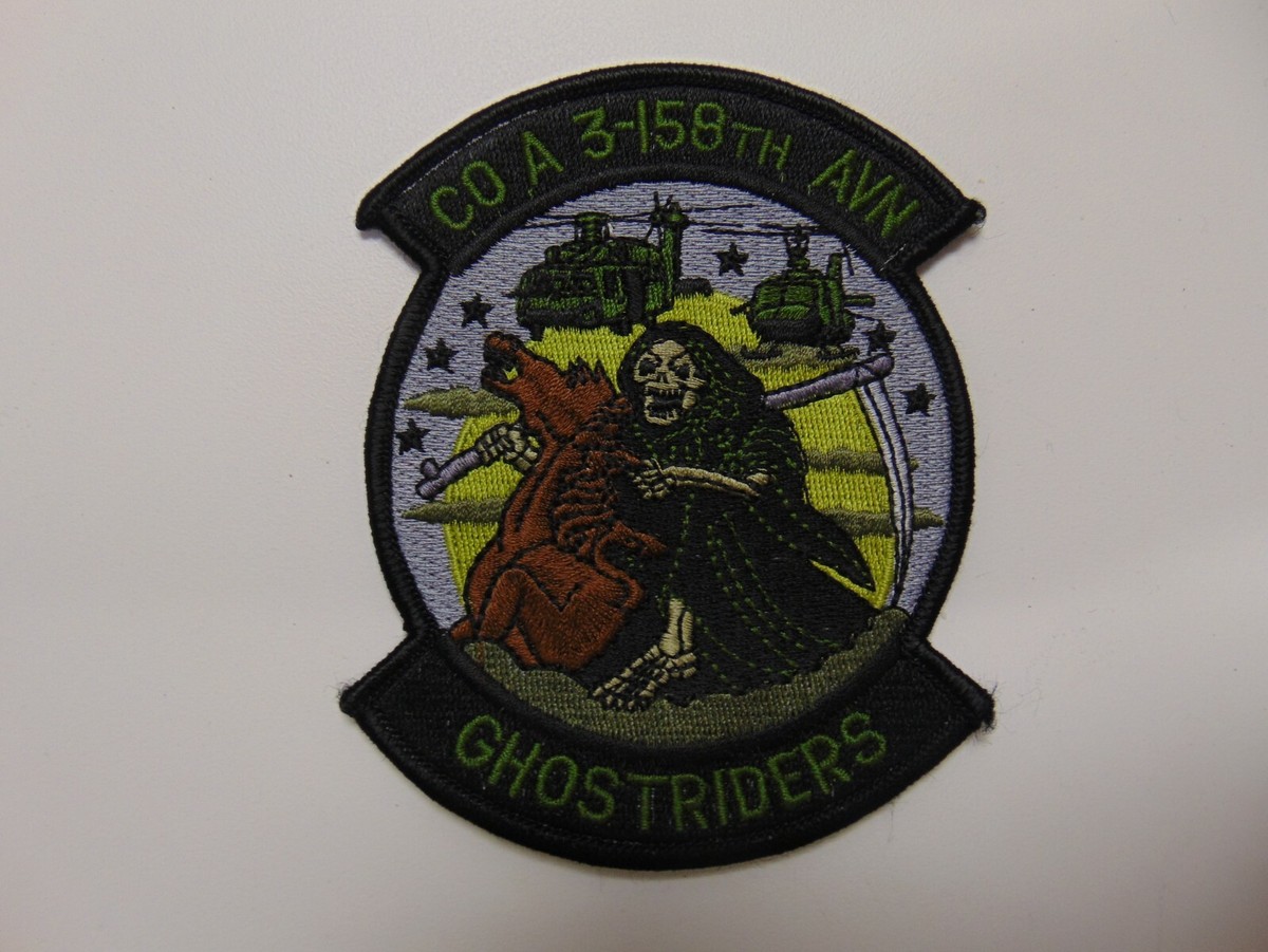 MILITARY PATCH SEW ON CO A 3-158TH AVIATION GHOSTRIDERS GRIM 