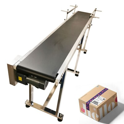 #ad Flat PVC Conveyor Belt 82.6 Inch Length 11.8 Inch Width Black with 2 Guardrails $958.80