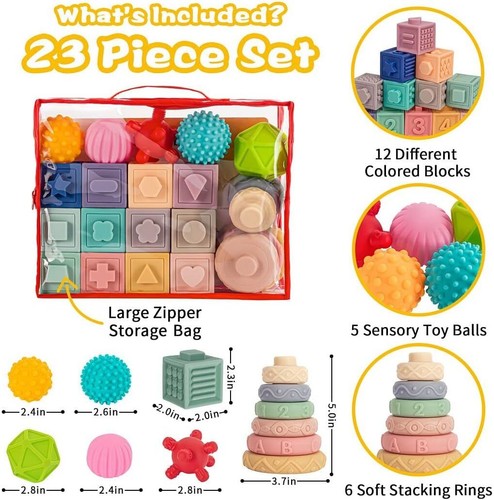 23pcs Stacking Building Blocks for Infants Toddler, Sensory Developmental Toys - Picture 2 of 8