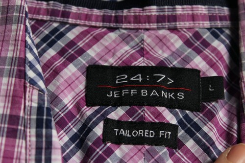 Jeff Banks 24/7 Mens Short Sleeve Check Shirt - Pink - Size Large L (K46) - Picture 2 of 3