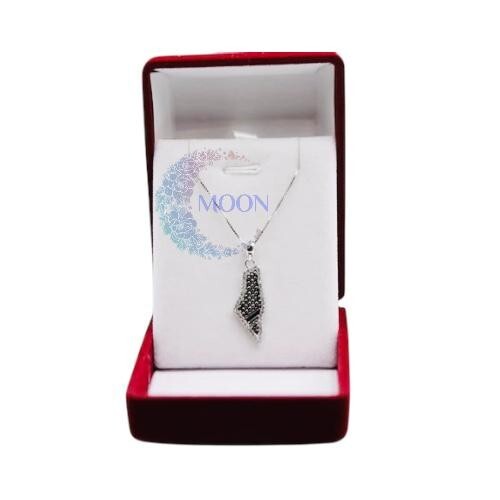 Palestine Keffiyeh Zircon Stones Map Sterling Silver Necklace Palestinian Gift - Picture 5 of 15