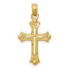 14K Yellow Gold Budded Cross Charm