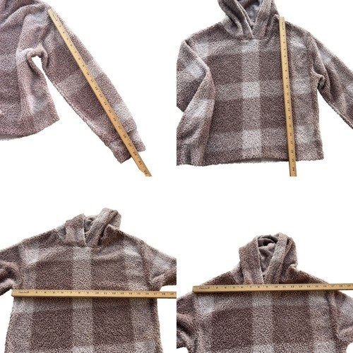 Daytrip Girl’s Large Mauve Taupe Buffalo Plaid Check Sherpa Fleece Hoodie #KB506 - Picture 4 of 18