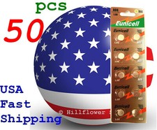 50 pcs X AG6 LR69 LR920 G6 371A 370 171 Card 1.5V 0 Hg Alkaline Battery