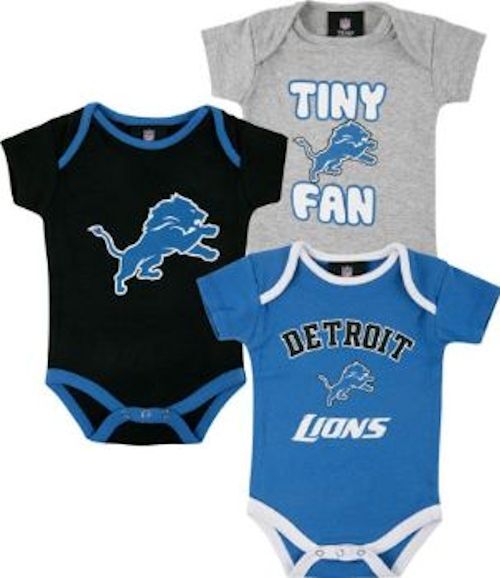 Detroit Lions 3pc Creeper Set Infant Baby Bodysuit