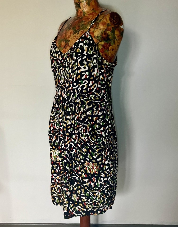 MOSSIMO - Size 10 black multicolour abstract print sundress summer pockets
