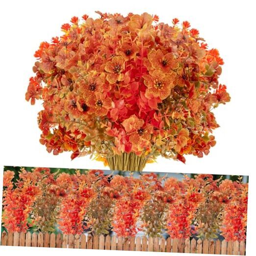 12 Bundles Artificial Fall Plants, Fake 12Bundles Mix Fall Colors(eucalyptus)