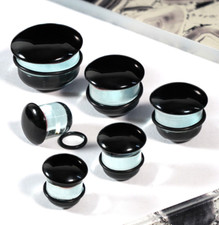 Clear & Black Single Flare Glass Plug / Gauge
