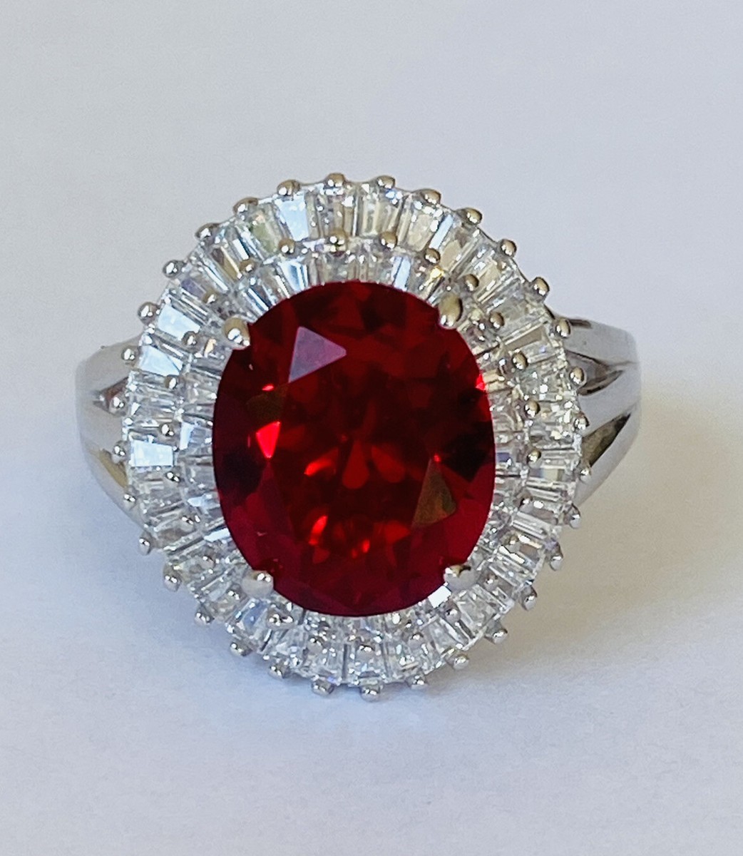 Cote d'argent FZN 925 CN Sterling Silver Red Ruby CZ Ring Size
