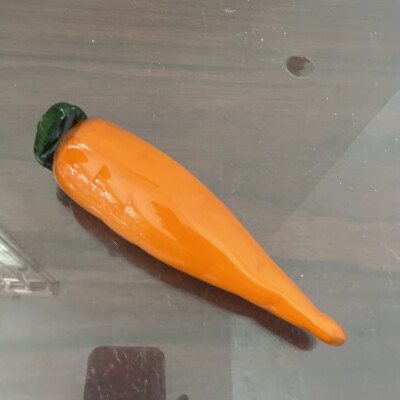 Art Glass Hand Crafted Orange Carrot Vegetable Life Size MCM