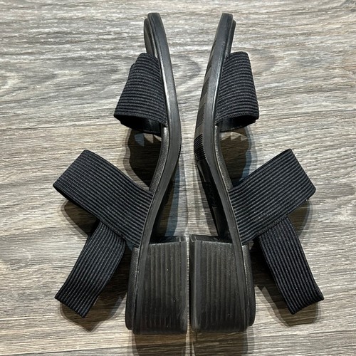 Mootsie Tootsie SZ 9 Black Elastic Strap Sandals Comfortable Block Heel Shoes Y2 - Picture 4 of 8