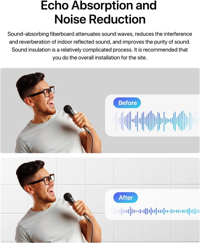 Paquete de 18 paneles acústicos autoadhesivos paneles de pared absorbentes de sonido 12"X12"X 0,4" Foto 4 de 4