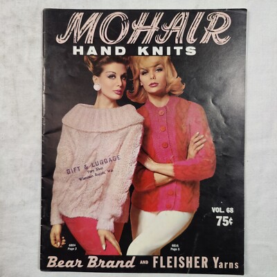 1962 Bear Brand Mohair Sweaters Knit & Crochet Yarn Design Pattern Book Vol 68