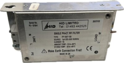 HID LIMITED SINGLE PHASE RFI FILTER FP 1007-100