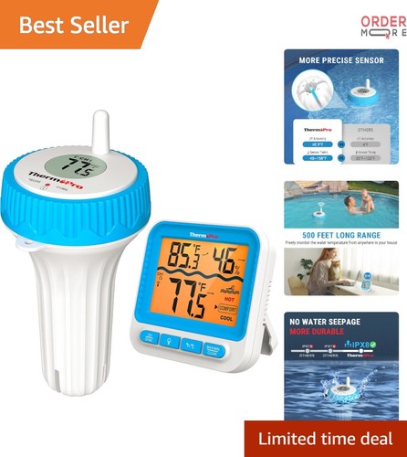 Digital Pool Thermometer Waterproof Floating Large Display for Hot Tub Pool Pond