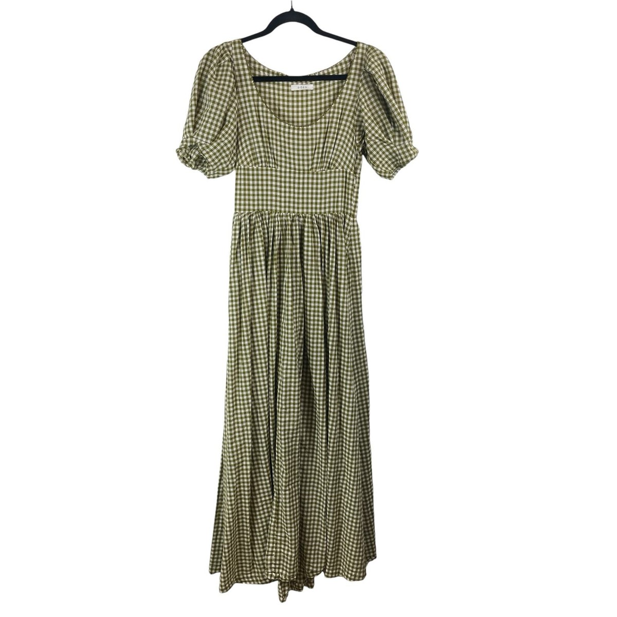 ワンピース MEDI GINGHAMCHECK 2WAY PUFFSLEEVE DRESS Doen Kennedy Gingham Check Short Puff Sleeve Maxi Dress