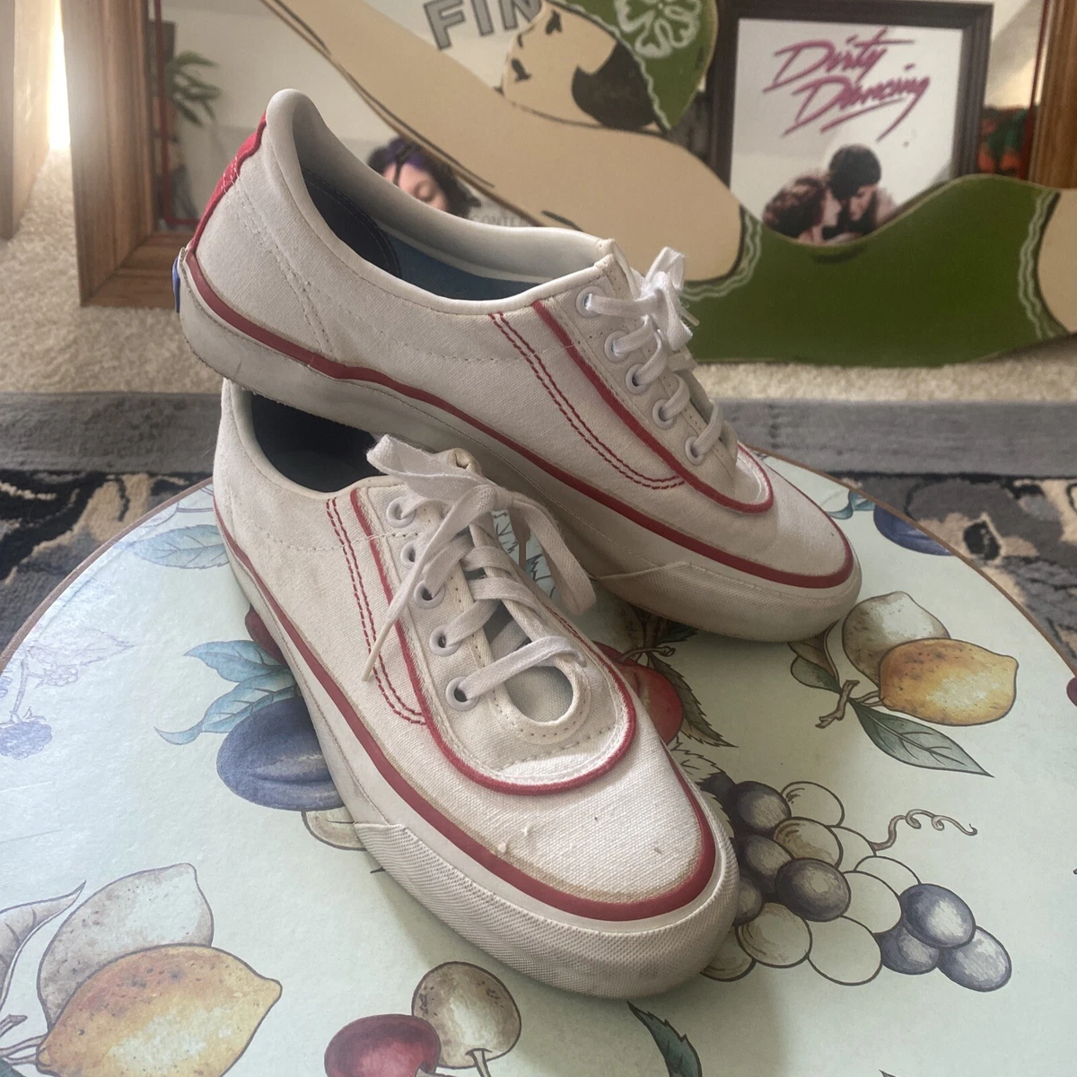 Keds RARE 1970s 7.5 8 narrow Javelin II Women Red White Jogging Shoes Sneakers