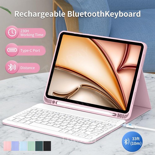 For iPad 5/6/7/8/9/10/11th A16 Pro Air 11 Inch M3 2025 6/5/4th Gen Keyboard Case - Picture 10 of 62